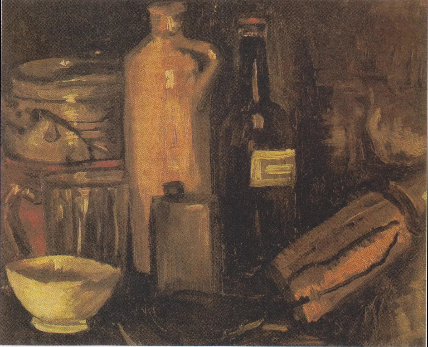 Nature morte avec pots, bocaux et bouteilles - Vincent van Gogh image 1 tableau peint à l’huile sur toile