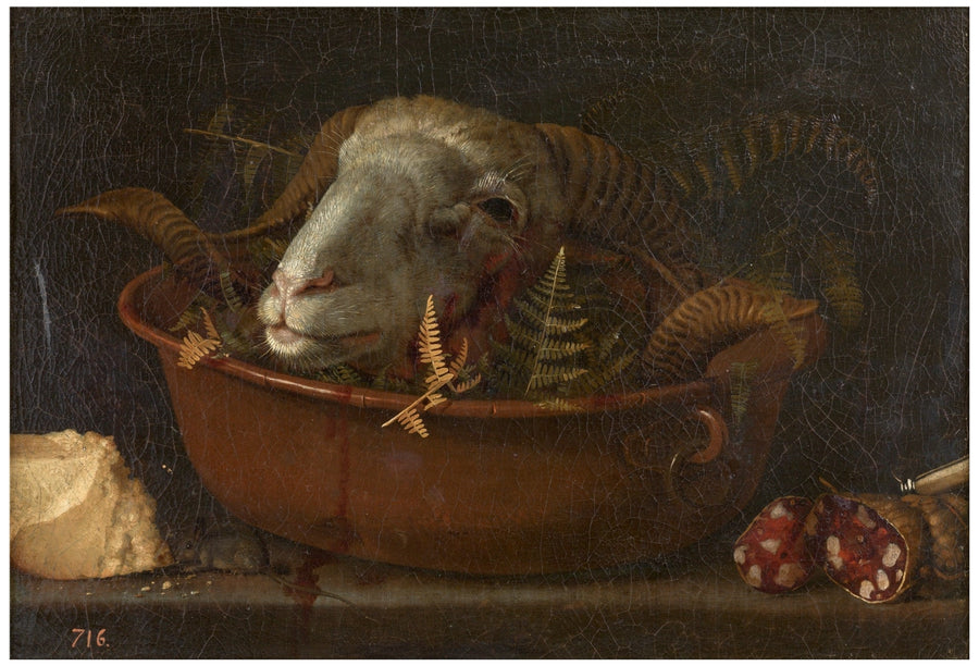 Nature morte avec tête de bélier - Giovanni Benedetto Castiglione image 1 copie de tableau peinte à la main