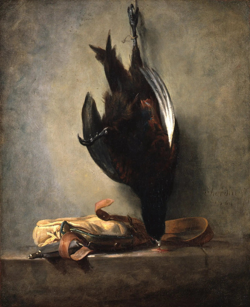 Død natur med en død fasan og en jagttaske - Jean Siméon Chardin