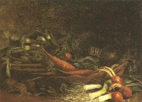 Stilleben med en kurv grøntsager - Vincent van Gogh