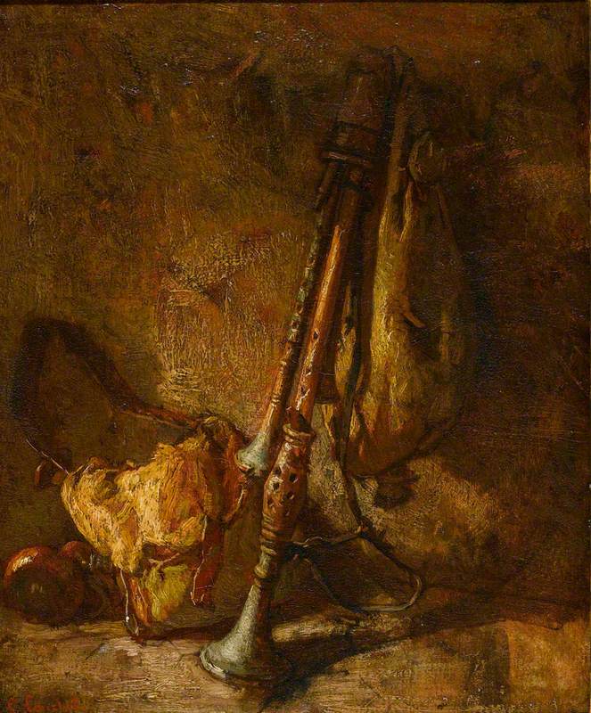Nature morte avec une cornemuse - Thomas Couture image 1 reproduction de peinture à l’huile