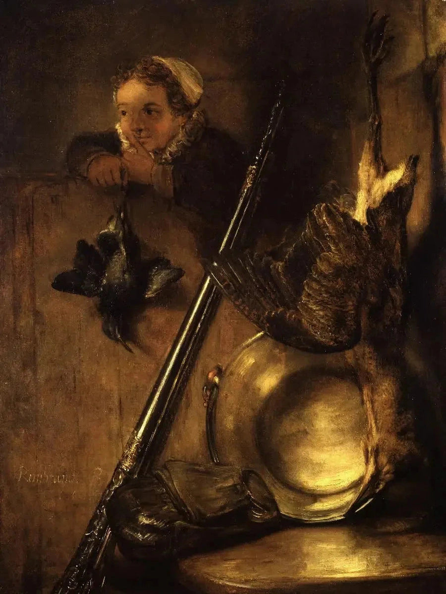 Stilleben med jagt på bittern - Rembrandt