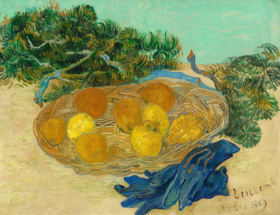 Stilleben med appelsiner og citroner med blå handsker - Vincent van Gogh