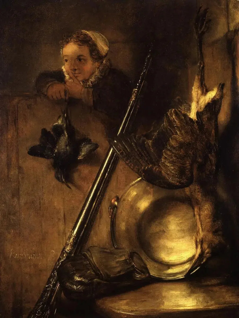 Stilleben med jagt på bittern - Rembrandt