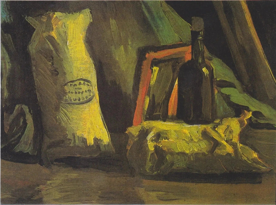 Stilleben med to tasker og en flaske - Vincent van Gogh