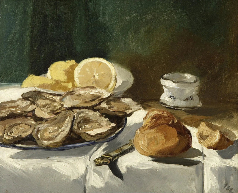 Stilleben, østers, citron, brioche - Édouard Manet