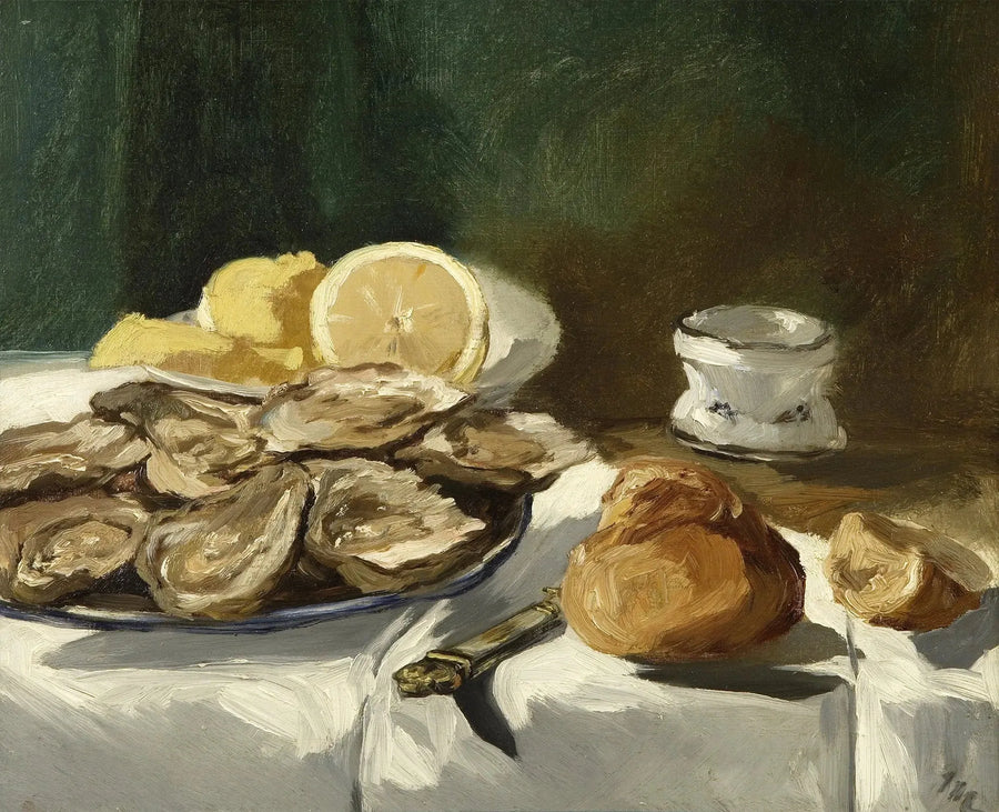 Stilleben, østers, citron, brioche - Édouard Manet