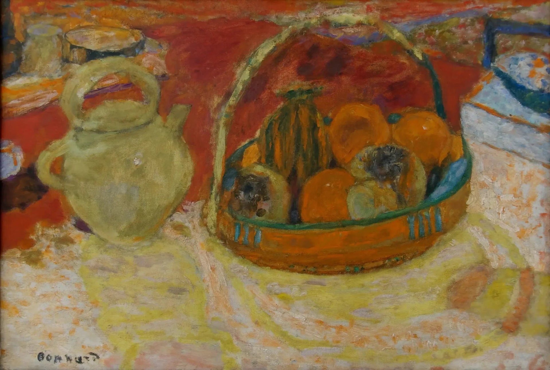 Nature morte jaune et rouge - Pierre Bonnard image 1 copie peinte à la main à l’huile
