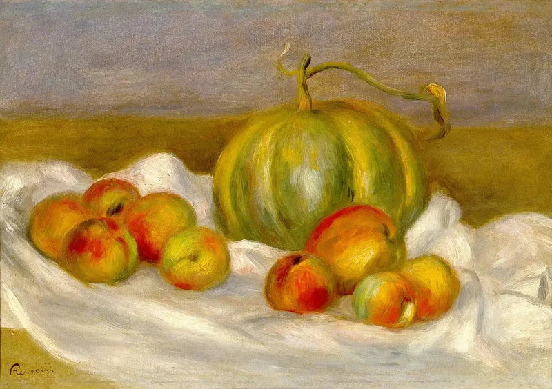 Stilleben med melon og ferskner - Pierre-Auguste Renoir