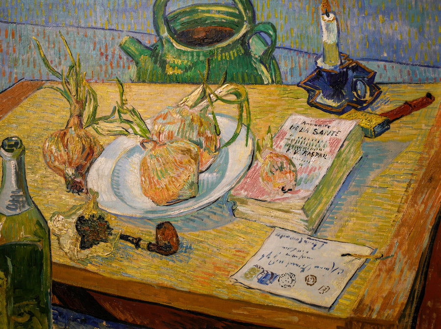 Stilleben med tegnebræt og løg - Vincent van Gogh