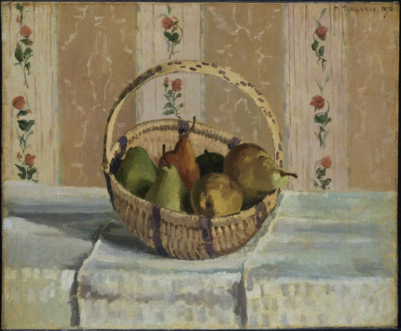 Stilleben: æbler og pærer i en rund kurv - Camille Pissarro