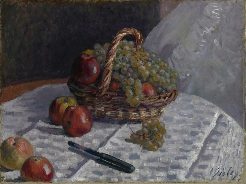 Stilleben, æbler og druer - Alfred Sisley