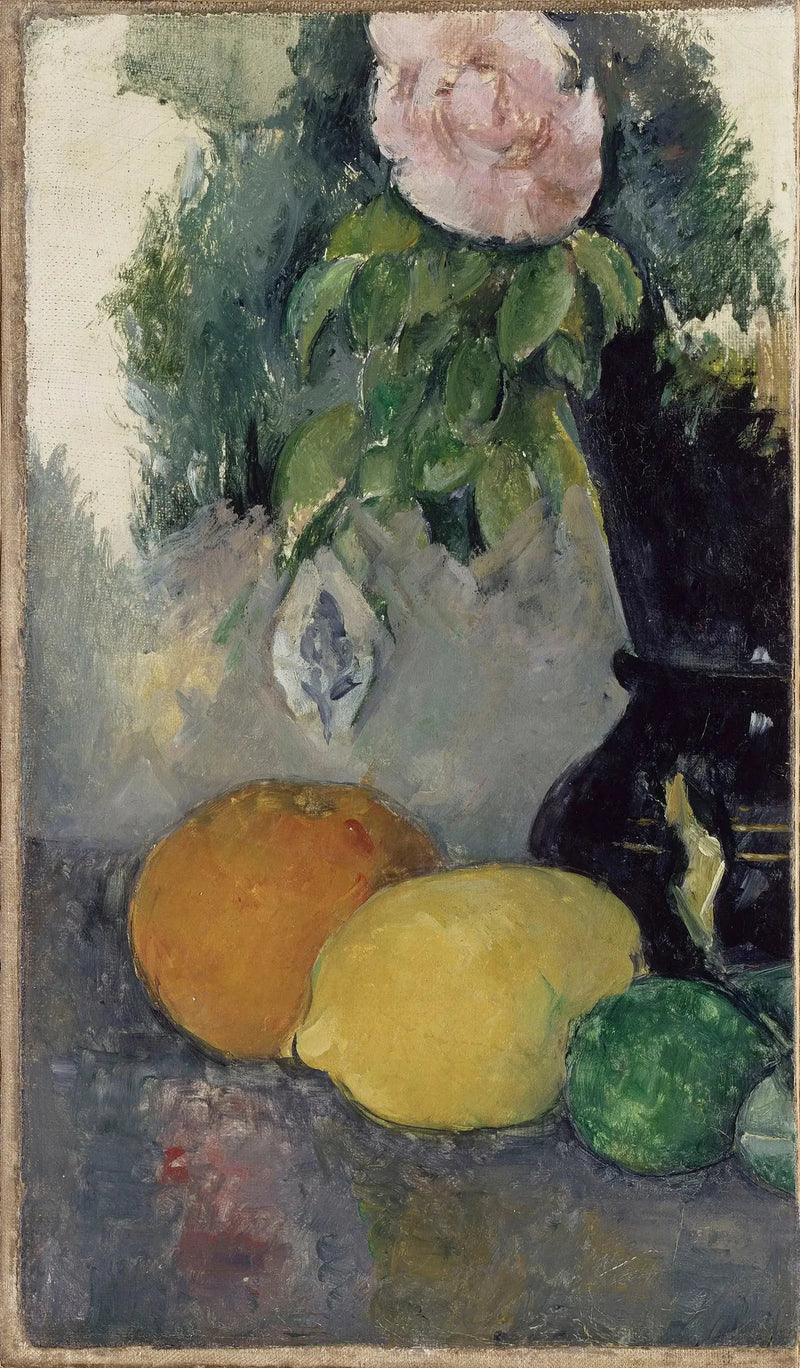Stilleben, rose og frugter - Paul Cézanne