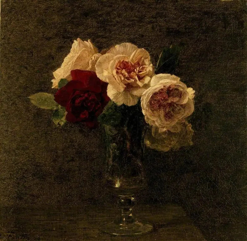 Stillleben: Rosen und Rote Rosen - Henri Fantin-Latour