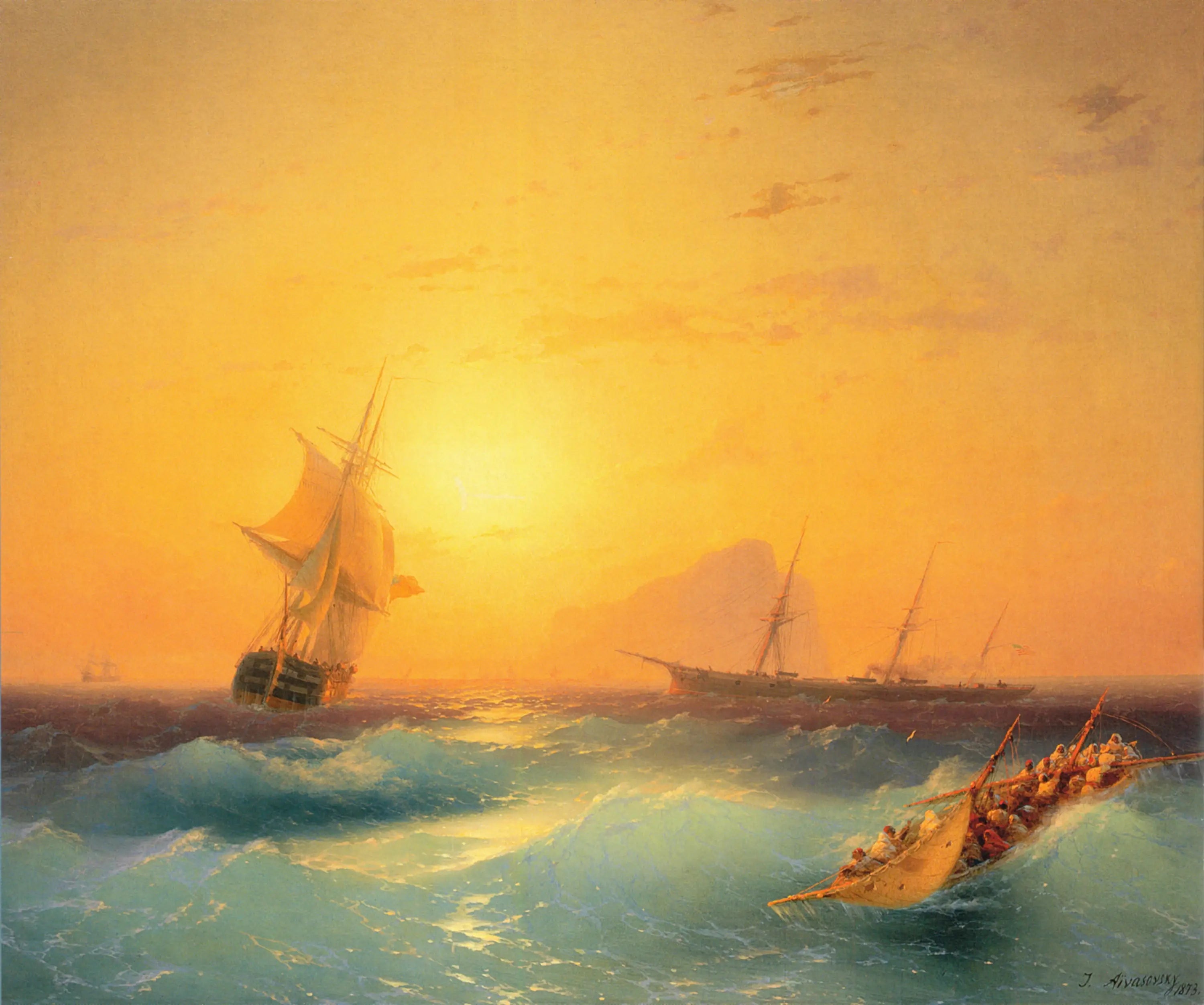 Navigation américaine au large du rocher de Gibraltar - Ivan Aïvazovski - Alpha Reproduction