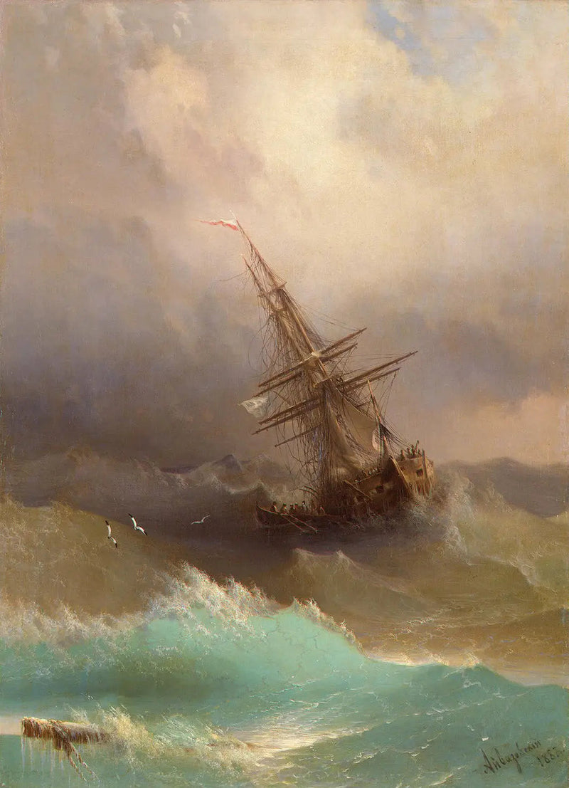 Skib midt i det stormfulde hav - Ivan Aïvazovski