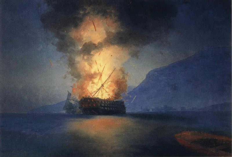 Skib, der eksploderer - Ivan Aïvazovski