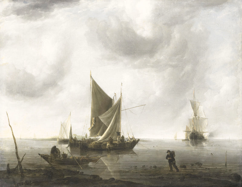 Navires au mouillage sur une mer calme - Jan van de Cappelle