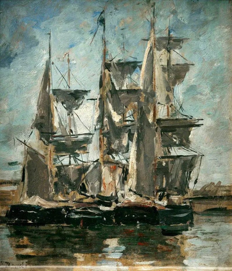 Skibe i en havn - Eugène Boudin