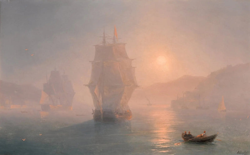 Skibe ved en tåget morgen - Ivan Aïvazovski