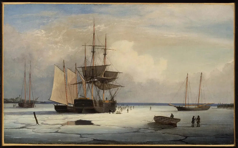 Skibe fanget i isen ud for øen Ten Pound, Gloucester - Fitz Henry Lane