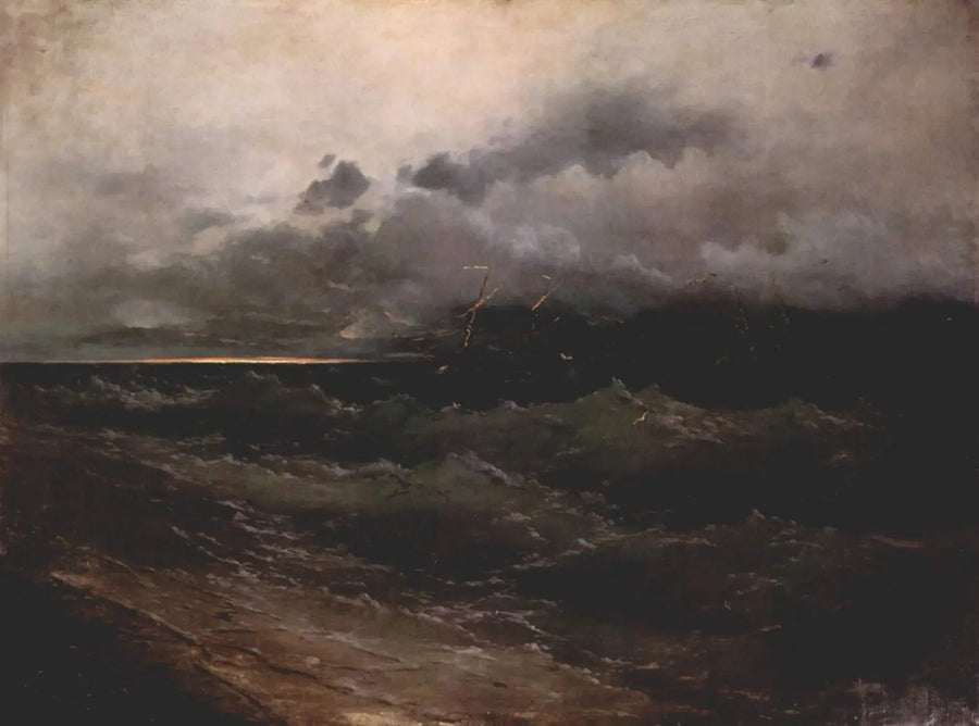 Skibe på et stormfuldt hav, solopgang - Ivan Aïvazovski