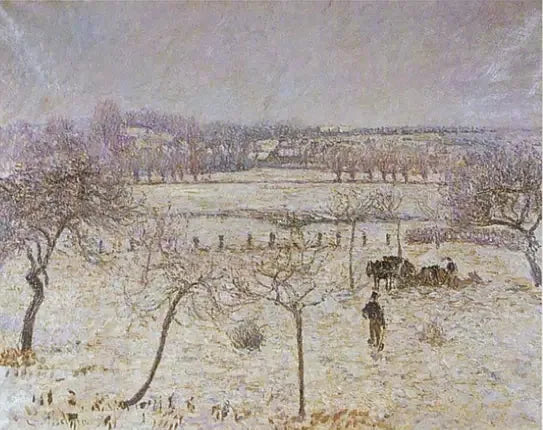 Sne og rimfrost i Éragny - Camille Pissarro