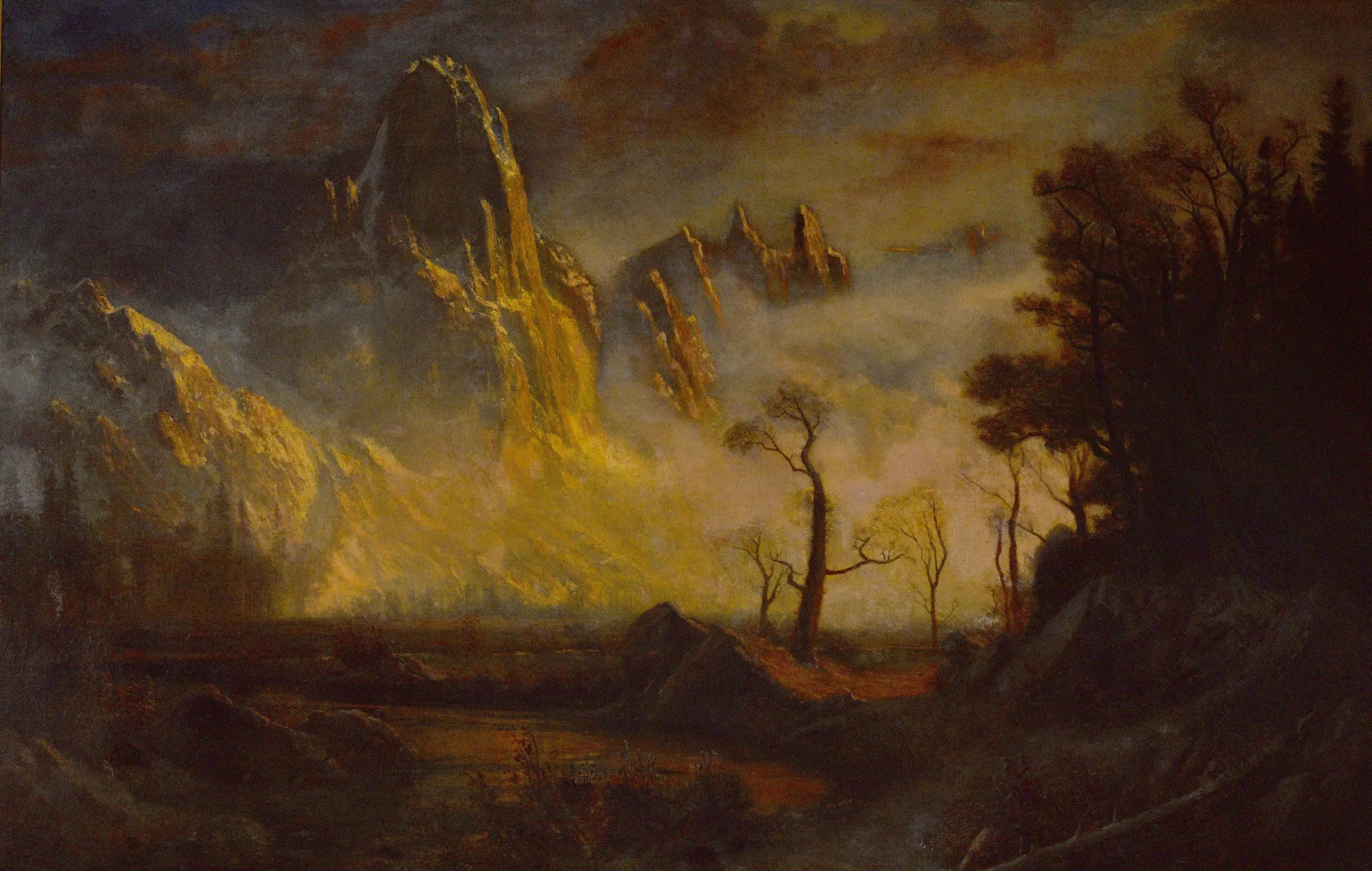 Neige précoce dans la vallée de Yosemite, Sentinel Rock - Albert Bierstadt image 1 tableau peint à l’huile sur toile