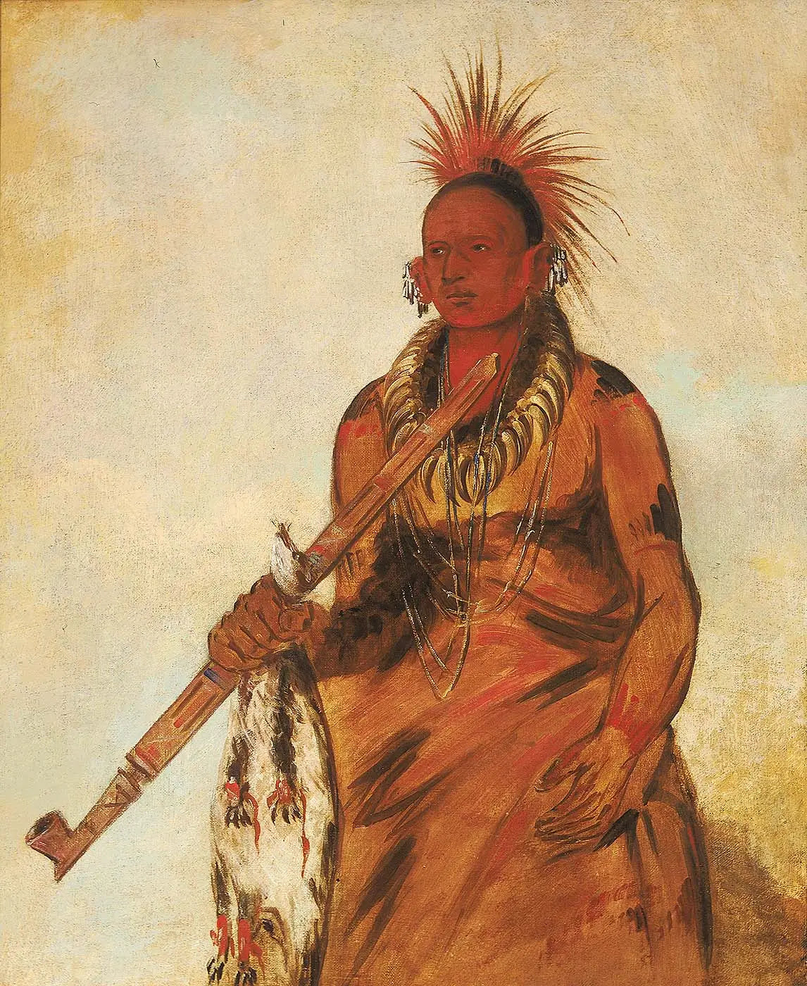 No-o-mún-nee Marche sous la pluie un guerrier - George Catlin - Alpha Reproduction