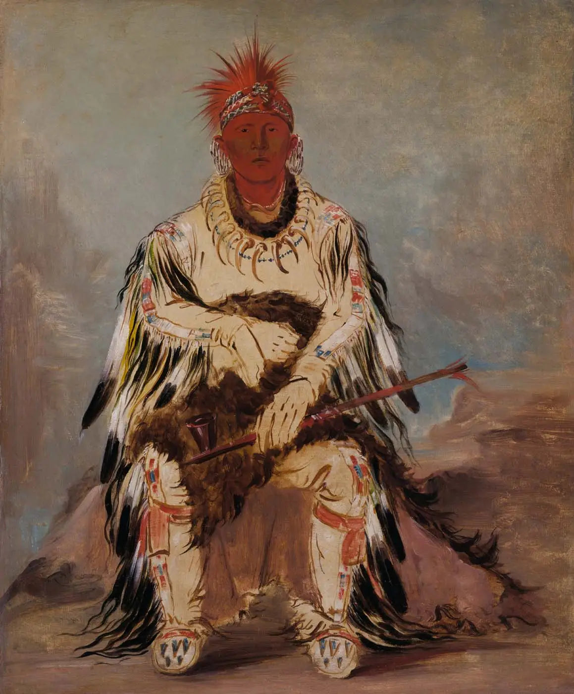No-wáy-ke-súg-gah Celui qui frappe deux à la fois un brave - George Catlin - Alpha Reproduction