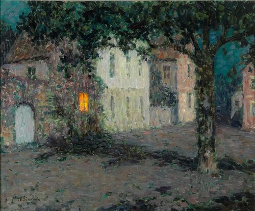 Nattelys ved måneskin i Cherbourg - Henri Le Sidaner