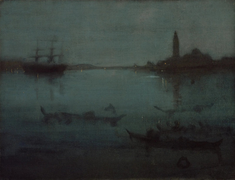 Nattens skær i blå og sølv: Lagunen, Venedig - James Abbott McNeill Whistler