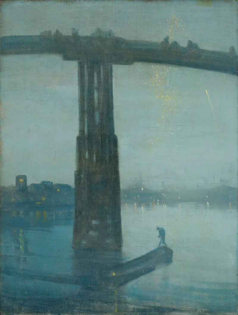 Nattens skær i blå og guld - den Gamle Bro i Battersea - James Abbott McNeill Whistler