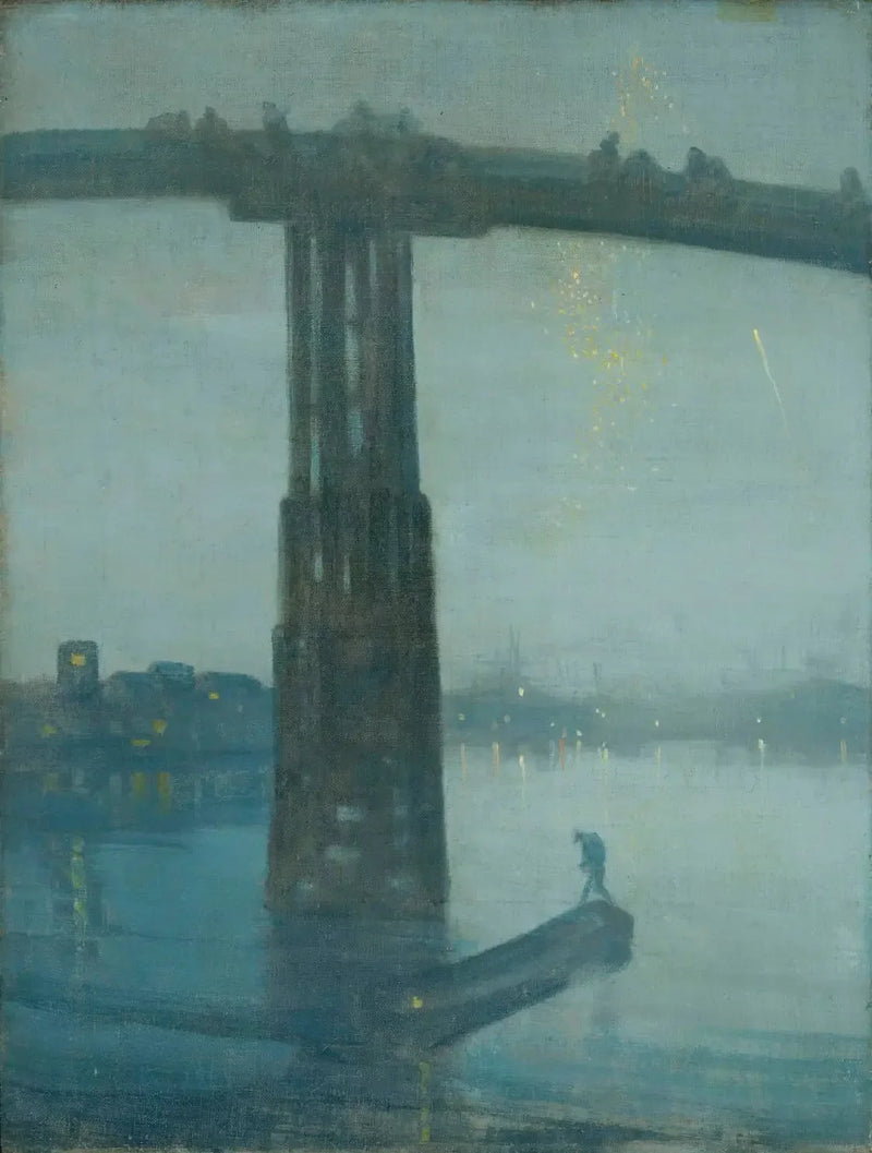 Nattens skær i blå og guld - den Gamle Bro i Battersea - James Abbott McNeill Whistler