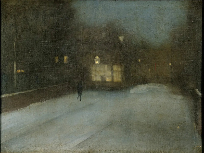 Nattens skær i grå og guld: Chelsea Snow - James Abbott McNeill Whistler