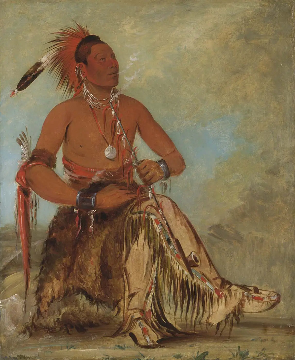 Nóm-ba-mon-nee Double Walker un Brave - George Catlin - Alpha Reproduction