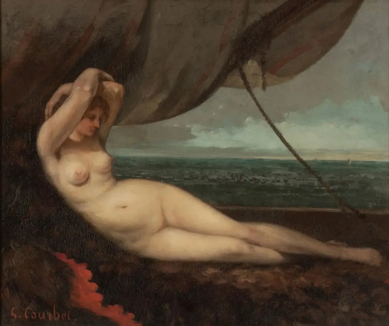 Nu liggende ved havet - Gustave Courbet