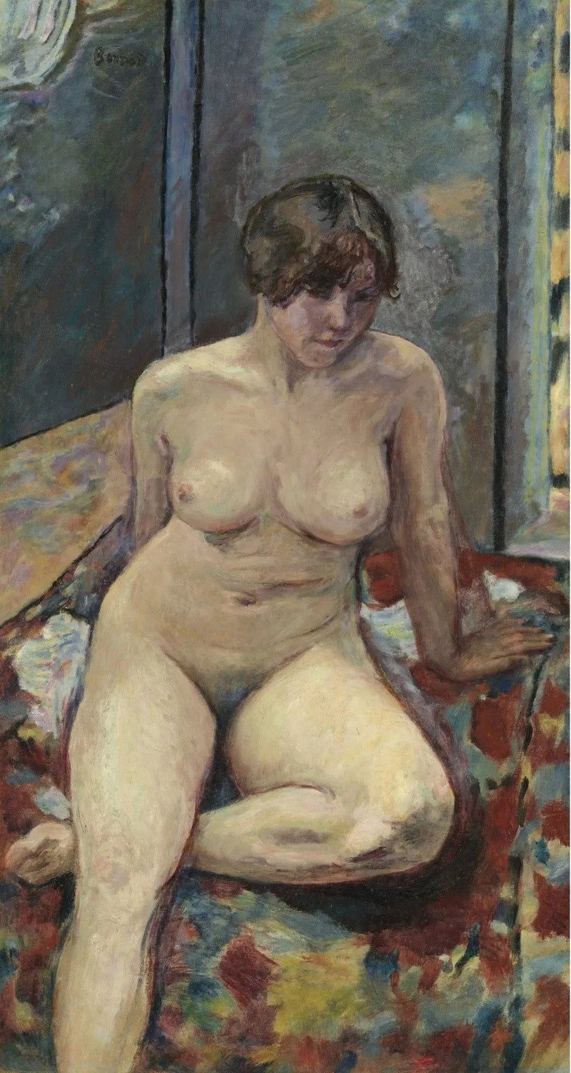 Nu siddende, ben bøjet - Pierre Bonnard