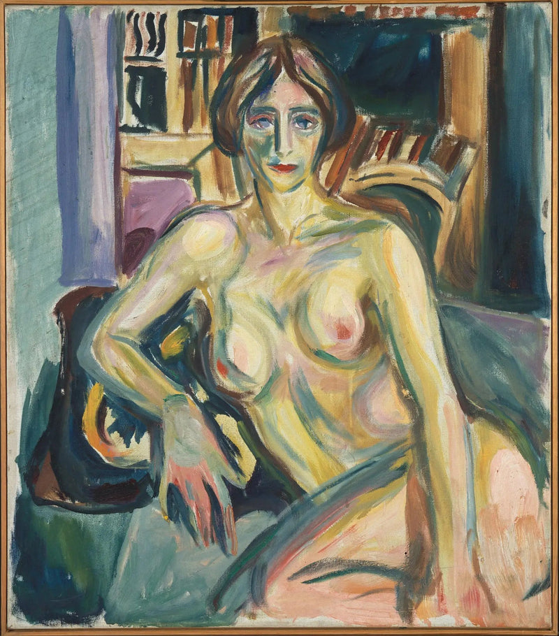 Nu, siddende på sofaen - Edvard Munch