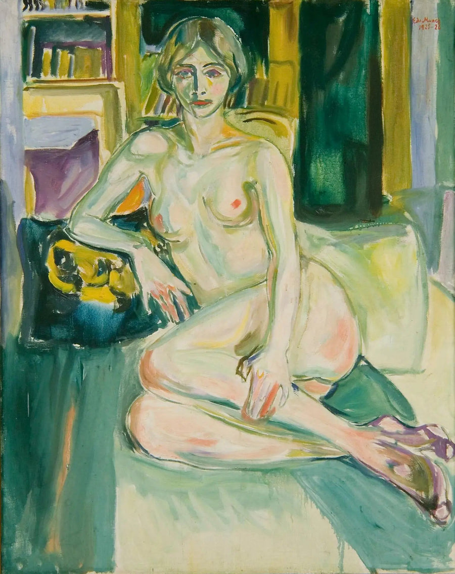 Nu, siddende på sofaen - Edvard Munch