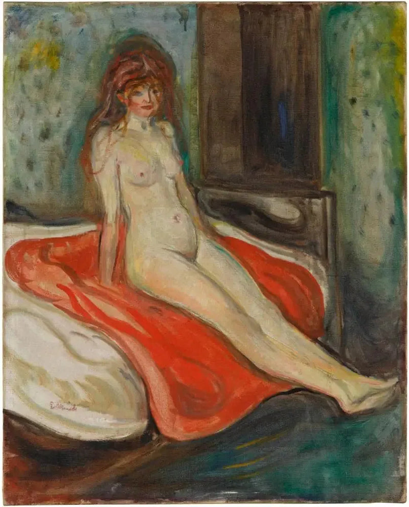 Nu siddende på sengen - Edvard Munch