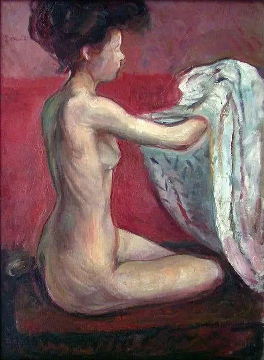 Nu sidder på en rød baggrund - Edvard Munch