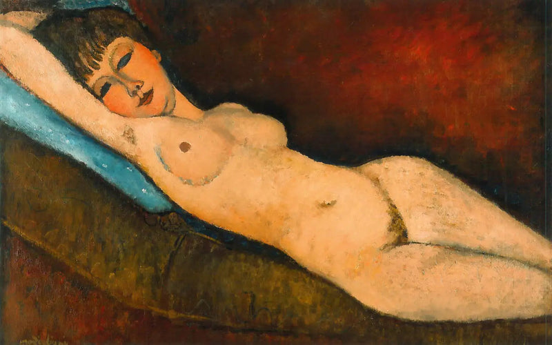 Nu liggende på den blå pude - Amedeo Modigliani