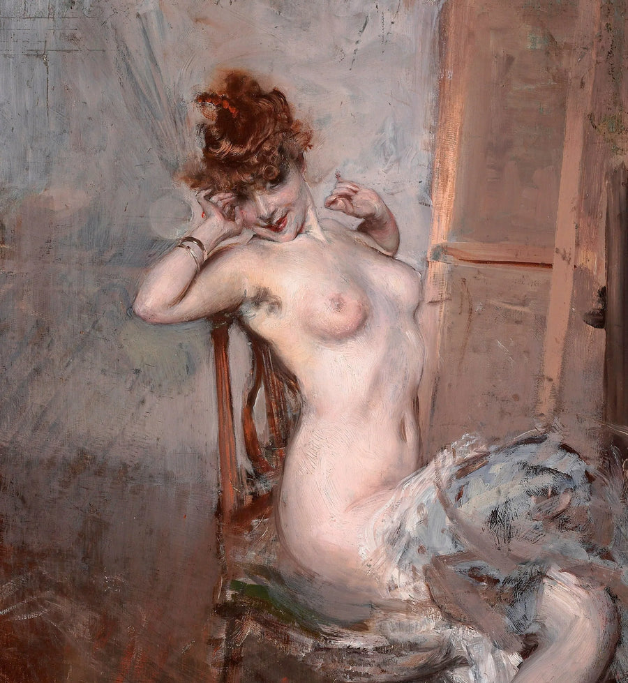 Nu de ung kvinde sidende - Giovanni Boldini