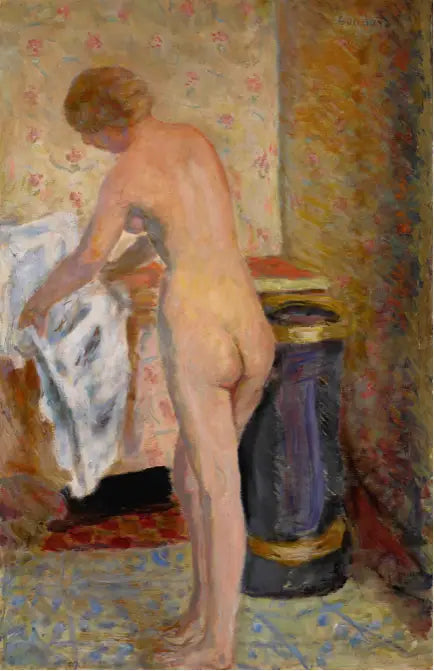 Nu stående ved håndklædet - Pierre Bonnard