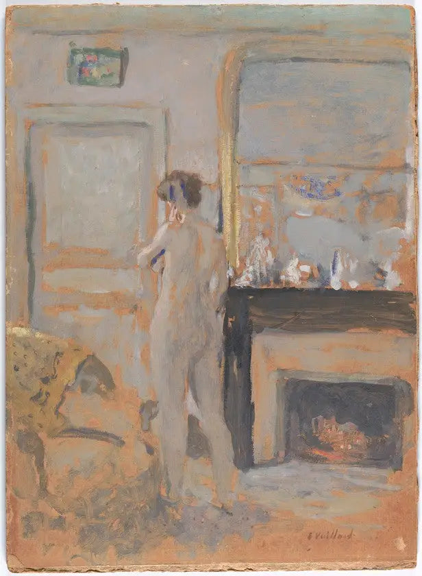 Nu stående ved pejsen - Édouard Vuillard