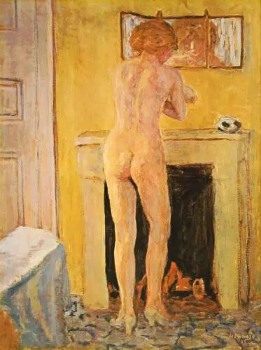 Nu foran pejsen - Pierre Bonnard