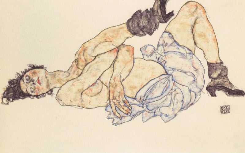Langstrakt kvinde - Egon Schiele
