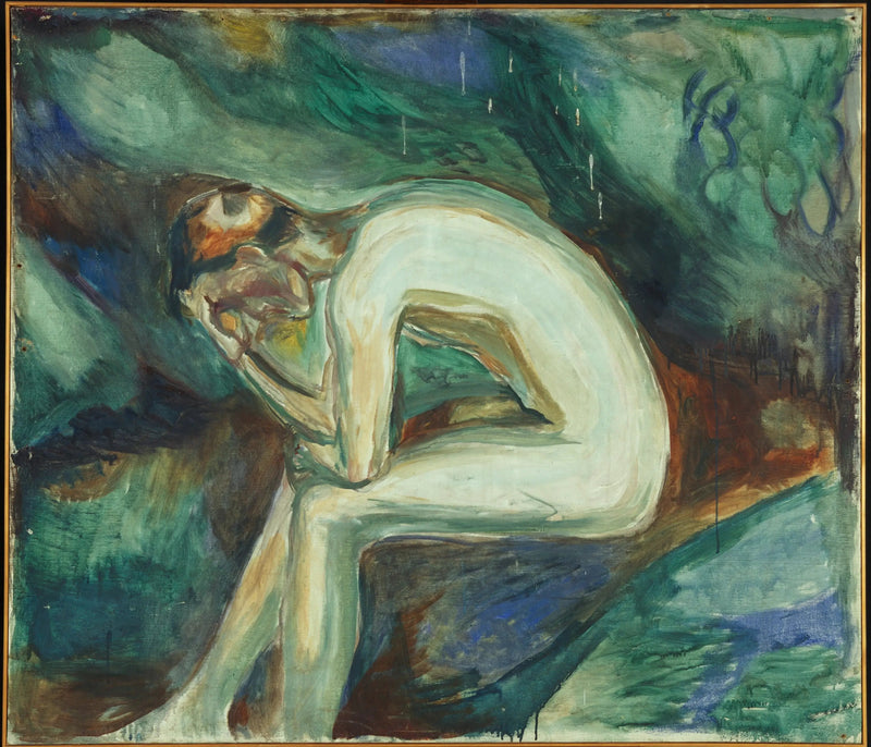 Nu mand siddende i skoven - Edvard Munch