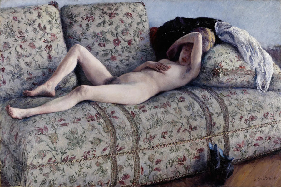 Nu på en sofa - Gustave Caillebotte